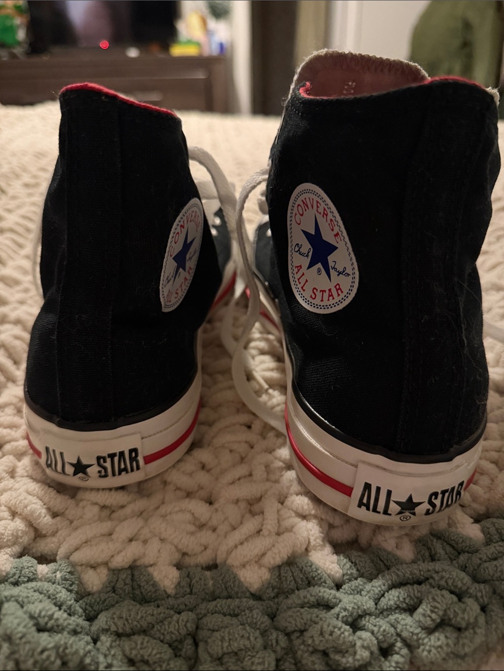 Converse Kids Black High Top Sneakers with Red Trim